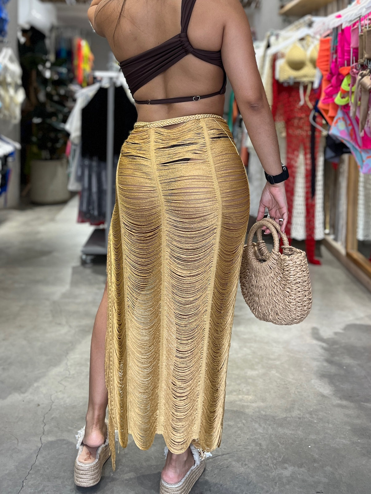 Falda luxury Iris larga dorado