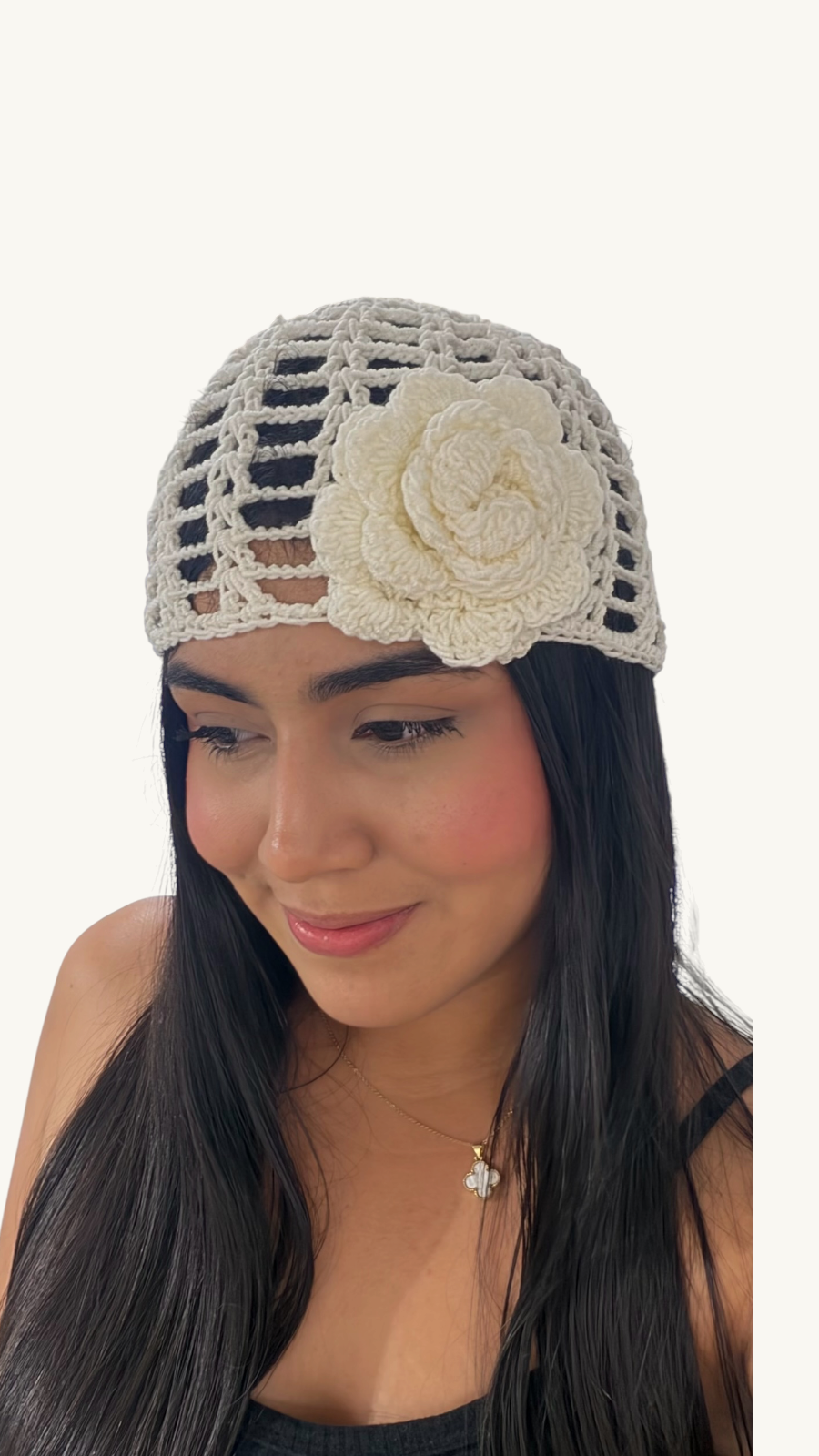 Gorrito Tejido Flor Tupida