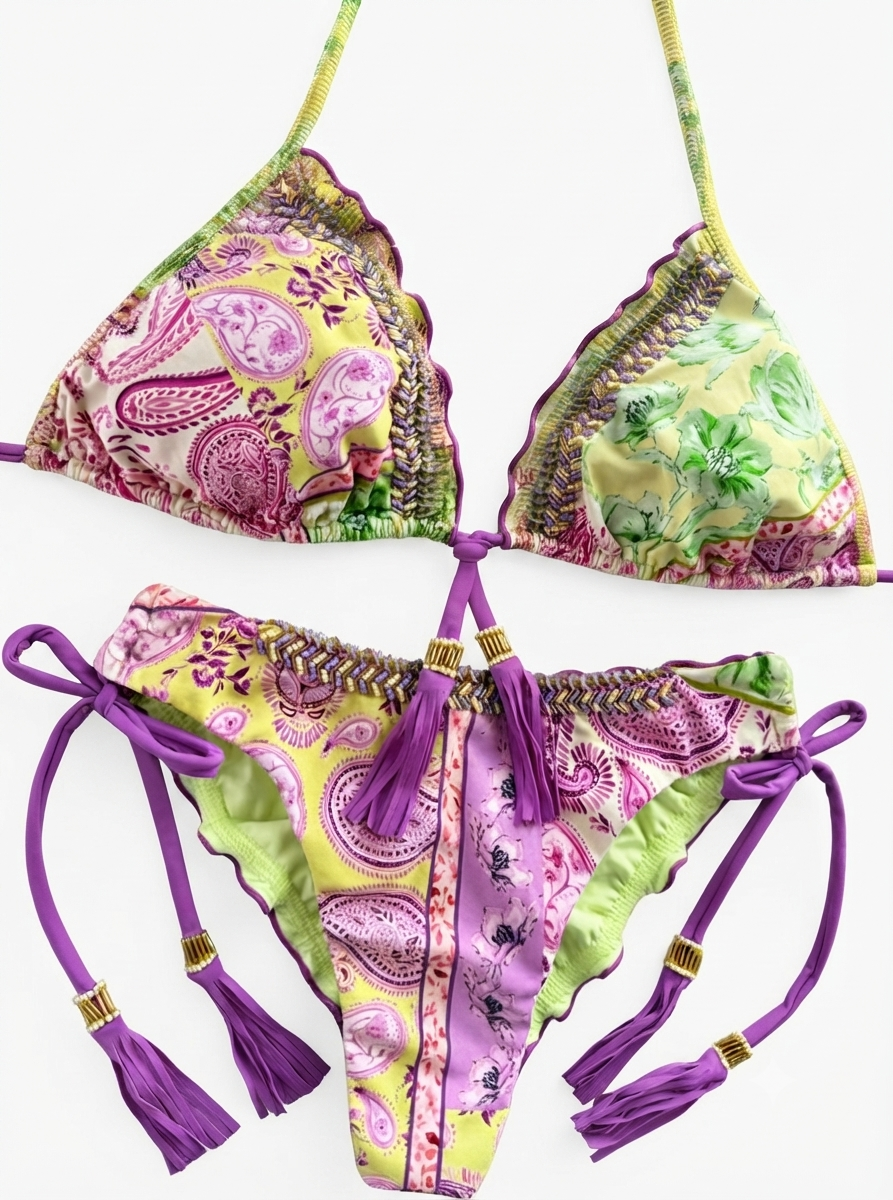 Bikini Estampado Borlas