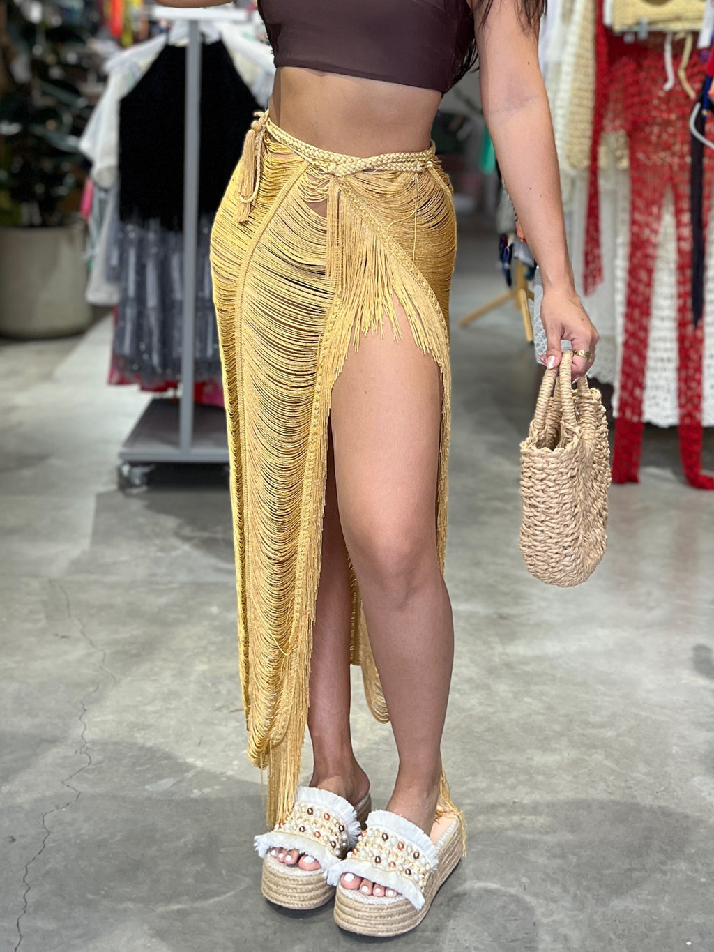 Falda luxury Iris larga dorado