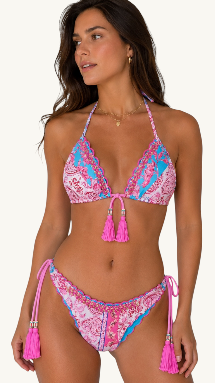 Bikini Estampado Borlas