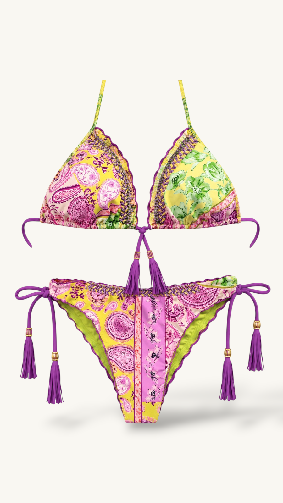 Bikini Estampado Borlas