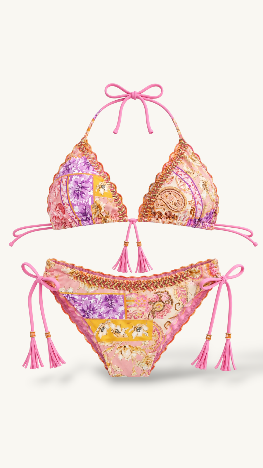 Bikini Estampado Borlas