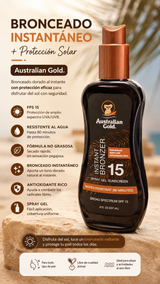 AUSTRALIAN GOLD INSTANT BRONZER SPF 15 SPRAY SUNSCREEN