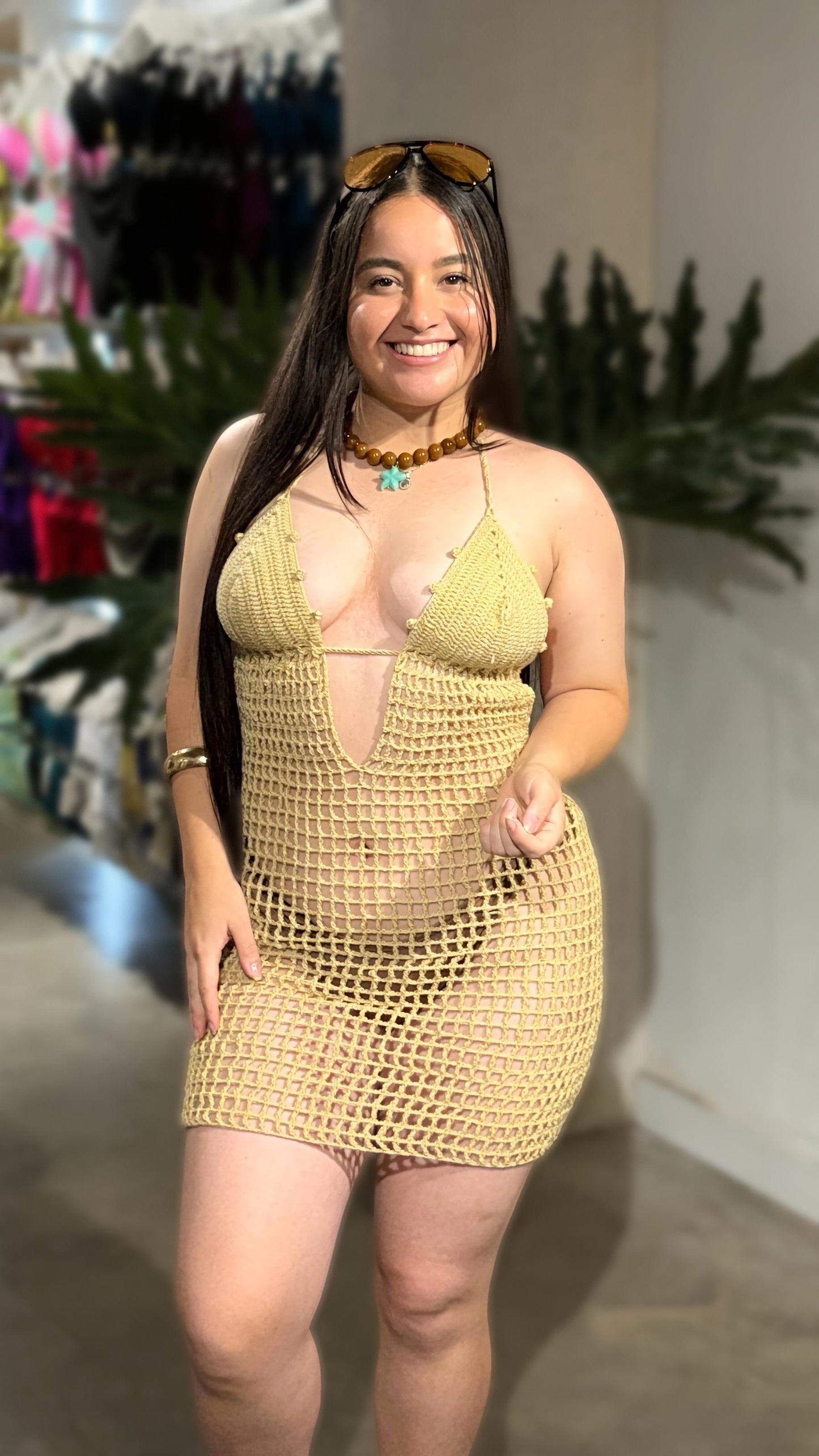 Vestido Tejido Croché Triangular