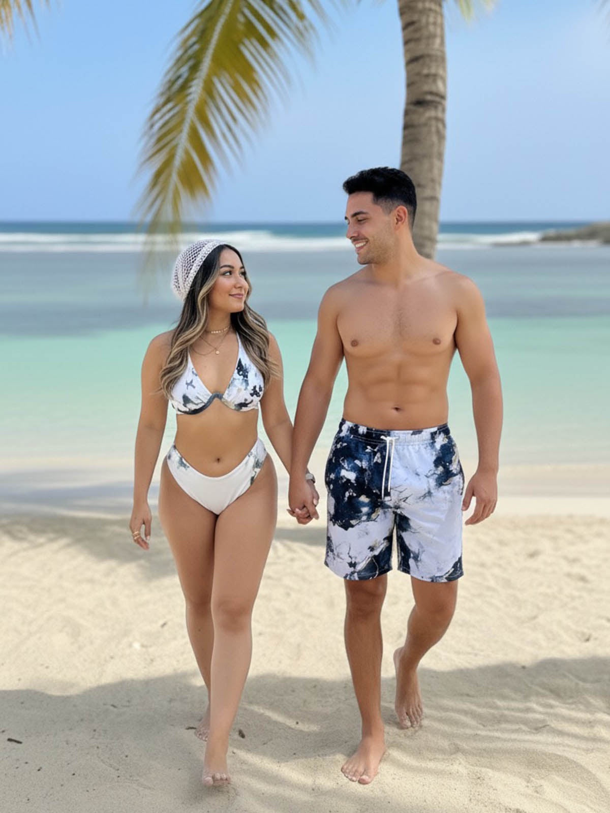 Set Pareja Marmoleado Top Tiras