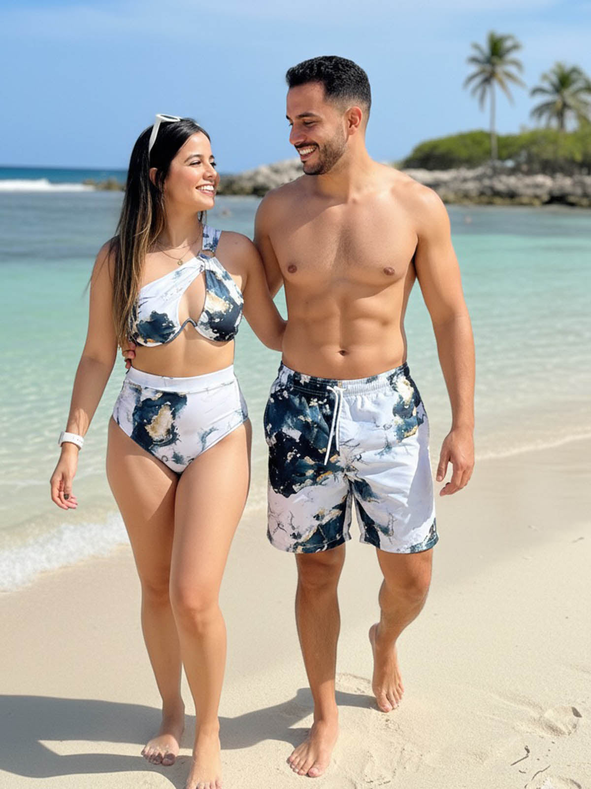 Set Pareja Marmoleado Top Aro